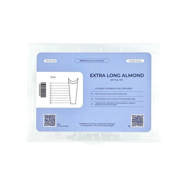 TOUCH Soft Gel Tips 240pcs, Extra long Square